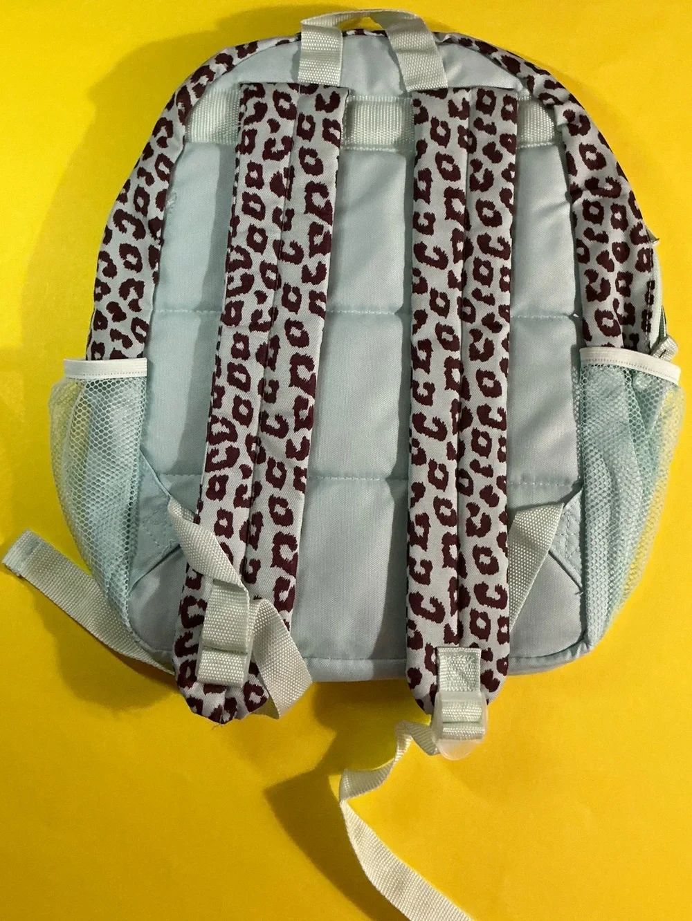 Leopard Print Mint Green  Backpack - Light Blue and Brown